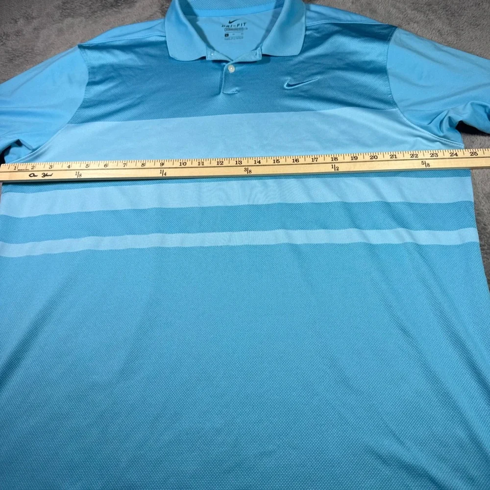 Nike Dri-FIT Mens XL Blue Thick Striped Short Sleeve Golf Polo Shirt Mens XL